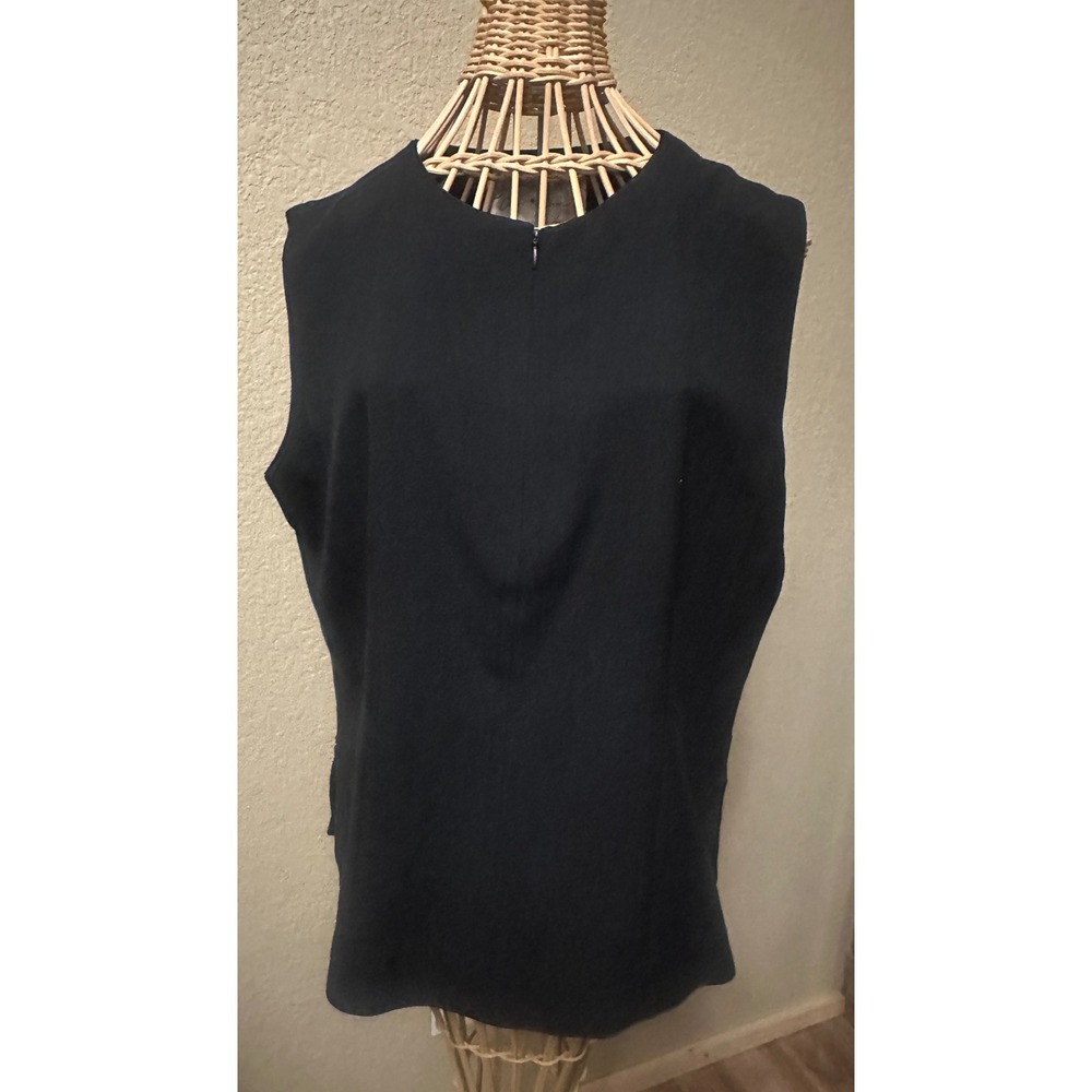 Simone Chien & Chien Black Silk Wool Sleeveless Top Red Calligraphy Lining L